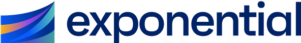 Exponential logo, combination mark, dark version