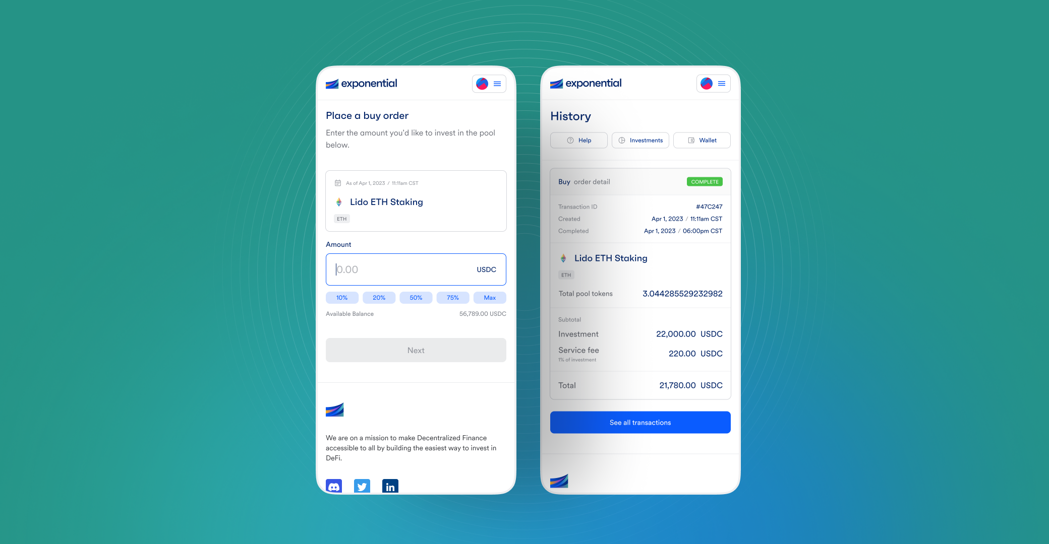 Invest module amount capture and receipt